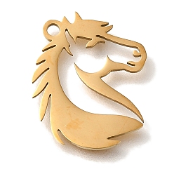 Золотой 201 подвески из нержавеющей стали, лошади прелести, золотые, 17.5x15.5x1 мм, отверстие : 1.5 мм