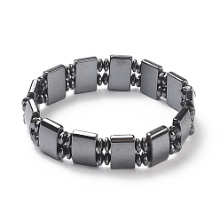 Black Fashionable Magnetic Synthetic Hematite Stretchy Bracelets, Black, 72mm