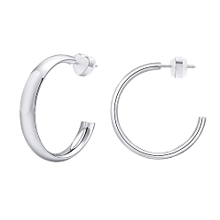 Нержавеющая Сталь Цвет Не тускнеющие 304 серьги-гвоздики из нержавеющей стали в форме буквы С для женщин, цвет нержавеющей стали, 30x4.8 мм
