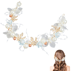 Золотой Украшения для волос с цветочным узором из сплава, стразов и смолы для женщин, летние аксессуары для волос в стиле бохо, заколки для волос в виде лозы, золотые, 355x63x22 мм