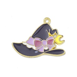 Hat Подвески из сплава хэллоуина с эмалью, золотой свет, шляпа, 22x29x1.3 мм, отверстие : 1.8 мм