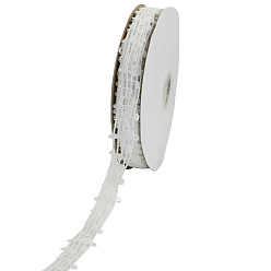 White Polyester Grosgrain Ribbons, Hollow, Musical Note Pattern, White, 1-1/8"(28mm), about 100yards/roll(91.4m/roll)