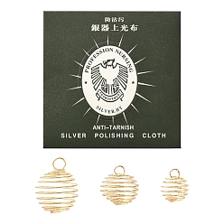 Light Gold 30Pcs 3 Style Iron Wire Spiral Bead Cage Pendants, With 1Pc KC Gold Polishing Cloth, Cage, Light Gold, 17~30x14~24mm, Hole: 3.5~5mm, 10pcs/style