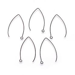 Черный 304 Крючки для сережек из нержавеющей стали с ионным покрытием (IP), с горизонтальной петлей, электрофорез черный, 41.5x24x0.8 мм, отверстие : 2 мм, 20 датчик, штифты : 0.8 мм