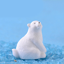 Белый Миниатюрные украшения сидящего белого медведя, аксессуары для домашнего кукольного домика с микро-ландшафтом, притворяясь опорными украшениями, белые, 37x35 мм