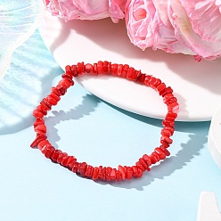 Красный Браслеты из натуральных окрашенных пресноводных ракушек, эластичные, для мужчин и женщин, самородки, красные, 1/8 дюйм (0.46 см), внутренний диаметр: 2 дюйм (5 см)