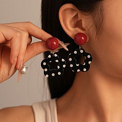 Цветок Сплав смола болтаться серьги, цветок, 55x35 мм