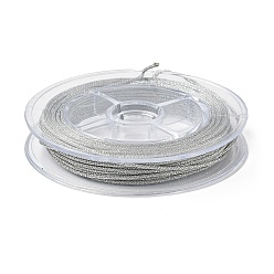 Светло-серый Полиэфирный металлический шнур, с рыбьей нитью внутри, круглые, светло-серый, 1 мм