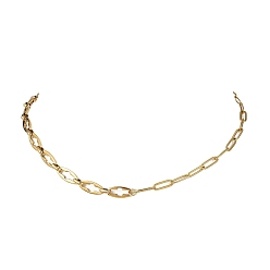 Золотой 304 цепочка из полых звеньев из нержавеющей стали и 304 ожерелья из цепочек-скрепок из нержавеющей стали для женщин, золотые, 15.94 дюйм (40.5 см)