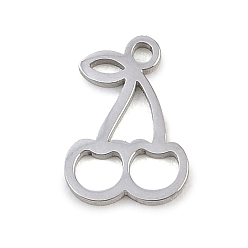 Нержавеющая Сталь Цвет Полые 304 подвески из нержавеющей стали, вишня, цвет нержавеющей стали, 11x7.5x1 мм, отверстие : 1.2 мм