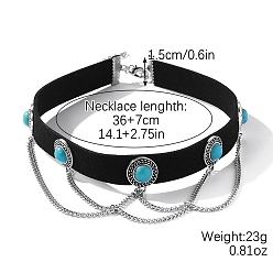 Черный Ожерелья-колье из искусственной бирюзы в стиле готического Хэллоуина для женщин, чёрные, 14.17 дюйм (36 см), 15 мм