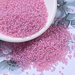 (RR555) Dyed Rose Silver Lined Alabaster MIYUKI Round Rocailles Beads, Japanese Seed Beads, (RR555) Dyed Rose Silver Lined Alabaster, 11/0, 2x1.3mm, Hole: 0.8mm, about 1100pcs/bottle, 10g/bottle