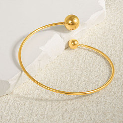 Настоящее золото 18K 304 из нержавеющей стали манжеты браслеты, браслеты с крутящим моментом для женщин, реальный 18 k позолоченный, внутренний диаметр: 2-1/2 дюйм (6.5 см)