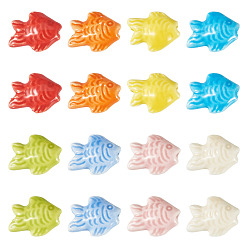 Fish 30Pcs Handmade Porcelain Beads, Bright Glazed Porcelain, Fish, 19x15x8.5mm, Hole: 1.8mm