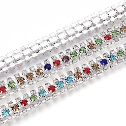 Разноцветный Железо горный хрусталь чашка цепи, с катушкой, серебряные, красочный, 8.5x3 мм, около 14.99 футов (4.57 м) / рулон