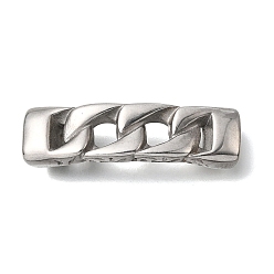 Нержавеющая Сталь Цвет 304 из нержавеющей стали слайд прелести, для изготовления кожаных браслетов, прямоугольные, цепочка-оберег, цвет нержавеющей стали, 36.5x10.5x6.5 мм, отверстие : 8.5x4 мм