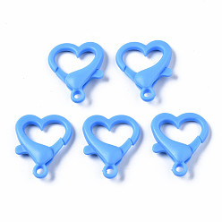 Васильковый Непрозрачные акриловые застежки в виде когтей лобстера, сердце, васильковый, 26.5x22x6.5 мм, отверстие : 3 мм