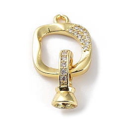 Golden Rack Plating Brass Micro Pave Clear Cubic Zirconia Fold Over Clasps, Square, Cadmium Free & Lead Free, Long-Lasting Plated, Golden, Square: 15x13x2mm, Clasp: 12x5.5mm, Inner Diameter: 4mm