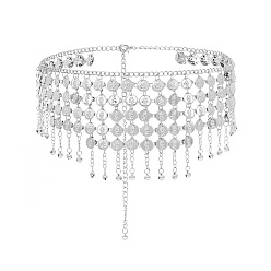 Серебро Железные многослойные монеты кисточки талия живот цепи для женщин, серебряные, 740 мм