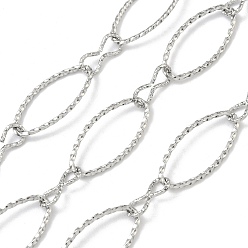 Нержавеющая Сталь Цвет Ручная работа 304 Цепочки из нержавеющей стали с витыми овальными звеньями, несварные, с катушкой, цвет нержавеющей стали, 15x6.5x1.5 mm и 28.5x14x1.5 mm
