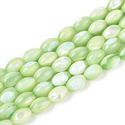 Бледно-Зеленый Натуральные бусины из ракушек трохуса, окрашенные, рис, бледно-зеленый, 8.5~9x6 мм, отверстие : 0.8 мм, около 43~45 шт / нитка, 15.16~15.94'' (38.5~40.5 см).
