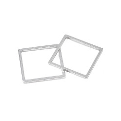 Stainless Steel Color 304 Stainless Steel Linking Rings, Laser Cut, Square, Stainless Steel Color, 15.5x15.5x1mm, Inner Diameter: 13.5mm