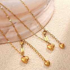 Настоящее золото 18K 304 Женские подвески в виде двух сердец из нержавеющей стали, реальный 18 k позолоченный, 16.65 дюйм (42.3 см)