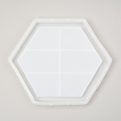 White Hexagon Tangram Chassis Silicone Molds, Casting Molds, for UV Resin, Epoxy Resin Logic IQ Game Toy Craft Making, White, 175x198x13mm, Inner Diameter: 165mm