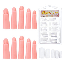 (52) Непрозрачная лаванда 2Силиконовые пакеты для тренировочной модели рук для маникюра, фальшивая подготовка стартеров ногтей, с 1набором накладных ногтей из АБС-пластика, разноцветные, 5.3~6.65x1.45~1.7 см