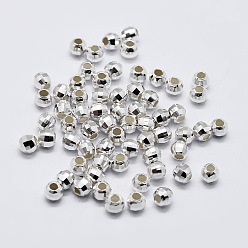 Silver 925 Sterling Silver Beads Spacer, Faceted, Round, Silver, 6x5mm, Hole: 3mm
