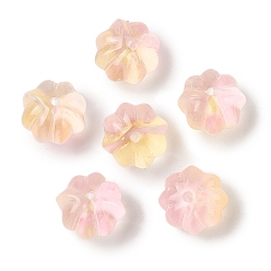 Бежевый Прозрачная аэрозольная краска стеклянные шарики, цветок, бежевые, 11.5x8.5 мм, отверстие : 1.2 мм