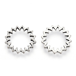 Античное Серебро Колечки-коннекторы, сплав, тибетский стиль, без кадмия и без свинца, цветок, античное серебро, 19x2 мм, внутренний диаметр: 12 мм