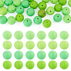 Verde Primavera 40 piezas 4 colores perlas focales redondas de silicona, primavera verde, 15 mm, agujero: 2 mm, 10 piezas / color