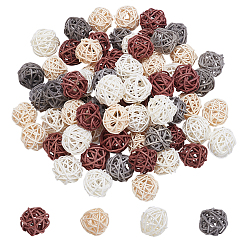 Mixed Color 80Pcs 4 Colors Decorative Wicker Rattan Balls, Vase Fillers, for DIY Craft, Home Decoration, Mixed Color, 30mm, 20pcs/color