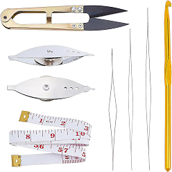 (52) Непрозрачная лаванда Набор инструментов для вязания крючком своими руками, в том числе железные челноки для фриволите, иглы для бисероплетения из нержавеющей стали, алюминий крючки, ножницы, мягкая рулетка, разноцветные, 8 шт / коробка