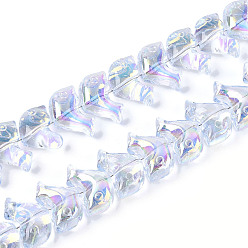 Светло-Синий Гальваническое покрытие, прозрачные стеклянные бусины, нити, дельфин, с половиным покрытием, голубой, 10.5x15.5~16x7~7.5 мм, отверстие : 0.9~1 мм, около 69~71 шт / нитка, 24.02~24.41 дюйм (61~62 см)