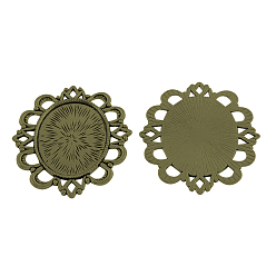 Antique Bronze Tibetan Style Alloy Oval Tray Cabochon Settings, Cadmium Free & Lead Free, Oval, Antique Bronze, Tray: 39x30mm,59x51x2mm, about 80pcs/1000g