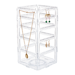 Прозрачный 360 пластиковые вращающиеся стенды для органайзеров для ювелирных изделий, Настольная полка для хранения ювелирных изделий для сережек, браслетов, ожерелий, кубоид, прозрачные, готовое изделие: 15x15x30 см