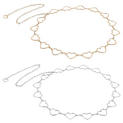 Platinum & Light Gold 2 шт 2 стиль сплава сердце поясные цепи, цепной ремень для женщин, платина и светлое золото, 47.24 дюйм (120 см), 1 шт / стиль