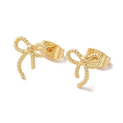 Настоящее золото 18K Латунь серьги, бантом, реальный 18 k позолоченный, 10x9.5 мм