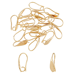 Золотой 20 шт латунные серьги крючки, провод уха, с горизонтальной петлей, золотые, 18x5.5x10.5 мм, отверстие : 3.5 мм, 18 датчик, штифты : 1 мм