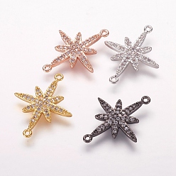 (52) Непрозрачная лаванда Латунные микро проложить кубических ссылки циркония, прозрачные, цветок, разноцветные, 18x23x2 мм, отверстие : 1 мм