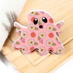 Бледно-Розовый Заколки-коготь из ПВХ на тему хэллоуина, призрак, розовый жемчуг, 82x51x51 мм