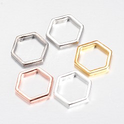 Mixed Color Alloy Linking Rings, Hexagon, Mixed Color, 22x19.5x2.5mm