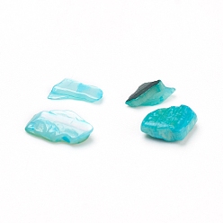 Dark Turquoise Natural Freshwater Shell Beads, Shell Shards, Dyed, No Hole, Chip, Dark Turquoise, 1~10x1~4x0.5~2mm