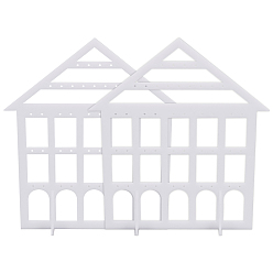 White Detachable Lovely House Acrylic Earring Display Stands, Tabletop Earring Organizer Holder Ornament for Earring Storage, White, Finish Product: 20x4x22.5cm