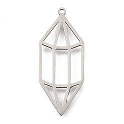 Нержавеющая Сталь Цвет 201 подвески из нержавеющей стали, лазерная резка, подвеска в форме полого геометрического кристалла, цвет нержавеющей стали, 35x14x1 мм, отверстие : 1.2 мм