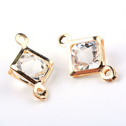 Light Gold Соединители звеньев железного стекла, ромб, золотой свет, 18~19x11~12x7~8 мм, отверстие : 1.5 мм