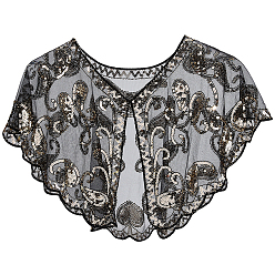 Black Polyester with Plastic Sequin Shawls, for Clothing Accessories, Black, 750x920x2mm, Inner Diameter: 700mm