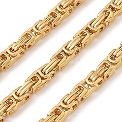 Golden 201 Stainless Steel Byzantine Chains, Unwelded, Golden, 6x6mm